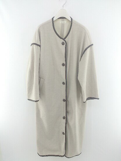 ◇ apres jour アプレジュール パイピング 長袖 ノーカラー コート サイズF ベージュ レディース P 【中古】