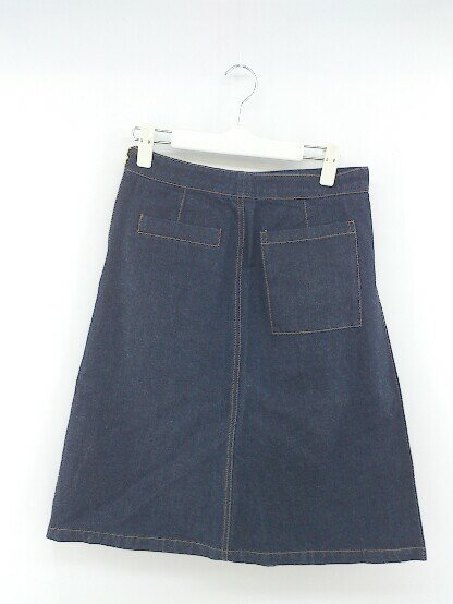 ◇ ivory court アイボリーコート プリーツ デニム 膝下丈 ナロー スカート サイズ38 ネイビー レディース P 【中古】