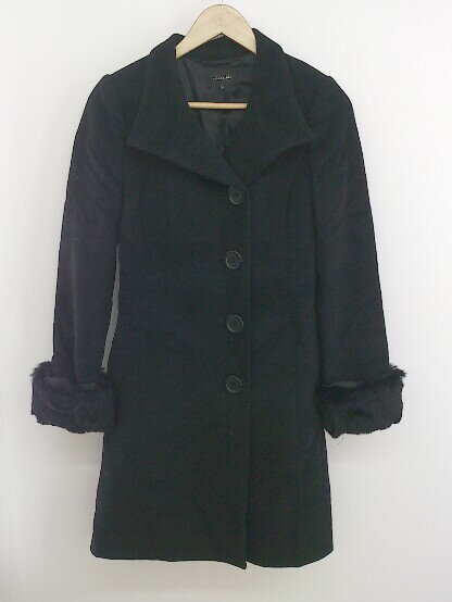 ◇ ◎ prideglide プライドグライド アンゴラ混 ラビットファー 長袖 コート サイズ38 ブラック レディース P 【中古】