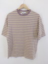 ◇ B:MING by BEAMS ビーミング by ビームス ボーダー 五分袖 Tシャツ カットソー サイズS ベージュ系 パープル系 メンズ P 【中古】