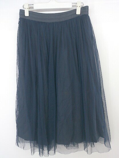 ◇ Ray BEAMS レイ ビームス ウエストゴム 膝下丈 チュール スカート サイズ1 ネイビー レディース P 【中古】