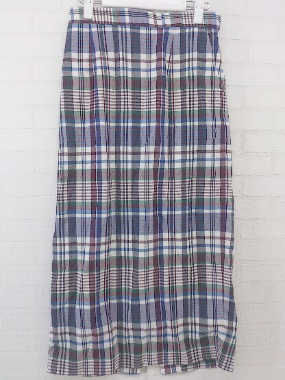 ◇ Simplicite シンプリシテェ チェック ロング タイト スカート ホワイト ブルー系 マルチ レディース P 【中古】