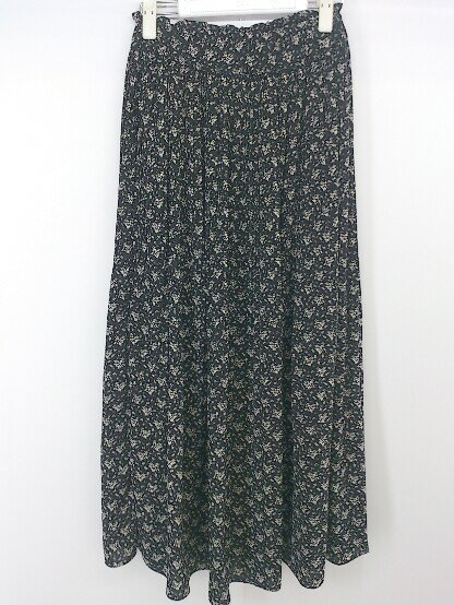 ◇ archives アルシーヴ 総柄 ロング ギャザー スカート ブラック ホワイト レディース P 【中古】