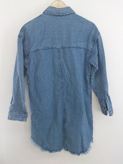 ◇ FLOVE フローヴ デニム フリンジ 長袖 膝丈 チュニックワンピース サイズF インディゴ レディース P 【中古】