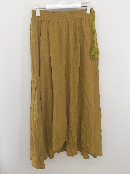 ◇ merlot メルロー ウエストゴム ロング フレア スカート キャメル系 レディース P 【中古】
