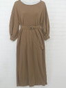 ◇ ◎ natural couture ナチュラルクチュール ベルト付 ワッフル 長袖 ロング ワンピース キャメル レディース P 【中古】