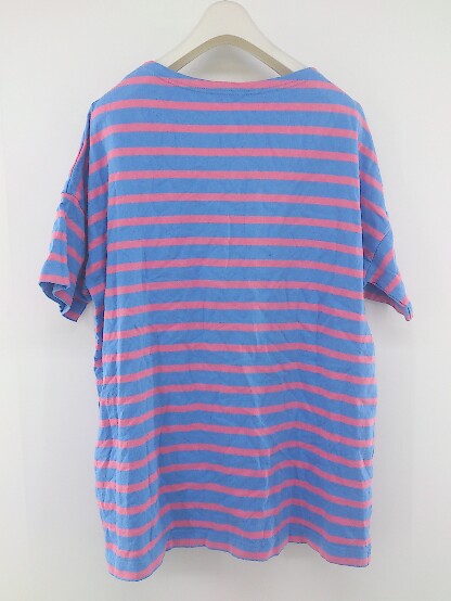 ◇ antiqua tree cafe アンティカ ツリーカフェ ボーダー 半袖 Tシャツ カットソー サイズM ブルー ピンク メンズ P 【中古】