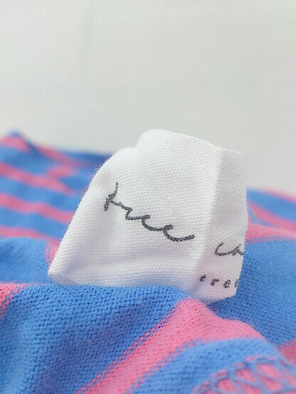 ◇ antiqua tree cafe アンティカ ツリーカフェ ボーダー 半袖 Tシャツ カットソー サイズM ブルー ピンク メンズ P 【中古】