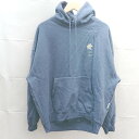 ◇ TONERIMAG 花柄刺繍 バックプリント プルオーバー 長袖 パーカー サイズ3 ブルー レディースメンズ E 【中古】