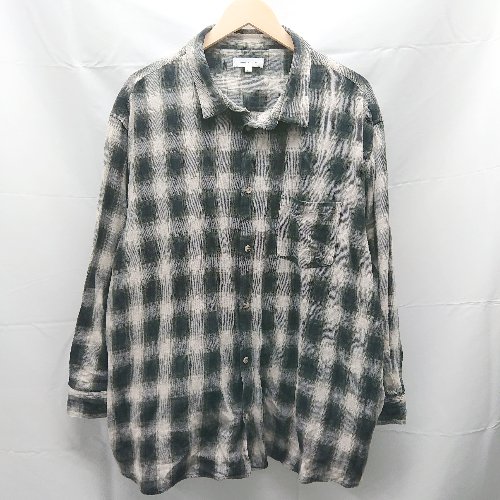 ◇ ROOP TOKYO ループトーキョー フロントボタン チェック柄 長袖 シャツ サイズM ブラック/ホワイト メンズ E 【中古】