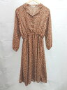 ◇ natural couture ナチュラルクチュール 花柄 フラワー シアー 長袖 ロング ワンピース サイズF ブラウン系 レディース E 【中古】