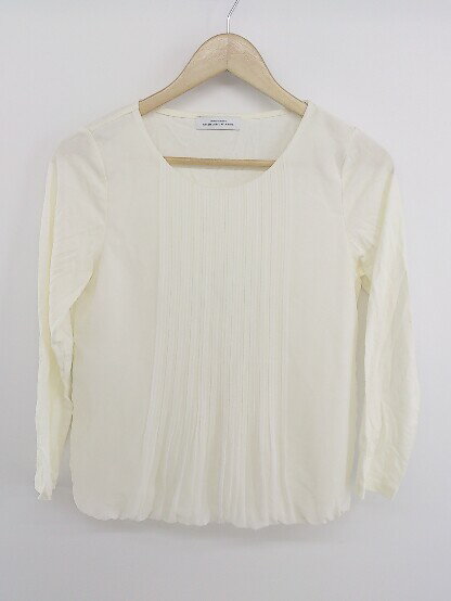 ◇ green label relaxing UNITED ARROWS 切り替え プリーツ 長袖 ブラウス カットソー ホワイト系 レディース P 【中古】