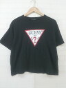 ◇ GUESS ゲス フロントプリント ロゴ 半袖 Tシャツ カットソー サイズXXS ブラック ホワイト レッド系 メンズ P 【中古】