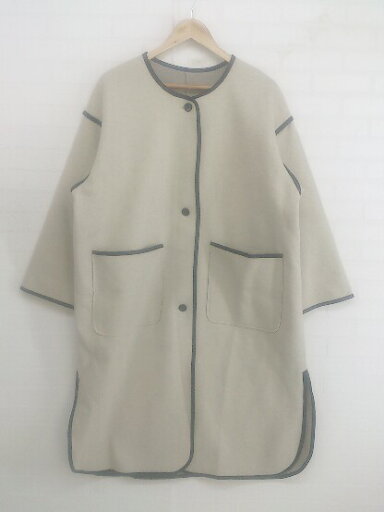 ◇ HOLIDAY ホリデイ 長袖 パイピング ノーカラー コート サイズ F ベージュ レディース P 【中古】 ◇ HOLIDAY ホリデイ 長袖 パイピング ノーカラー コート サイズ F ベージュ レディース P 【中古】