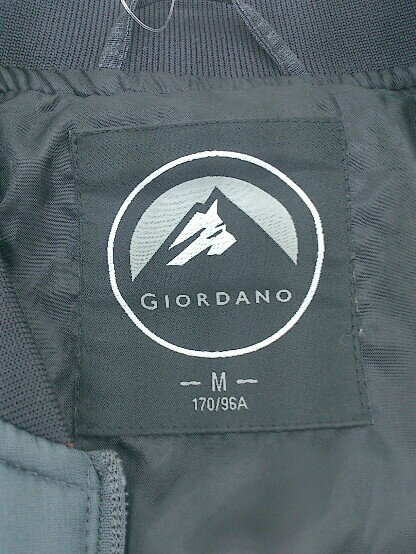 ◇ GIORDANO ジョルダーノ 配色 ジップアップ 長袖 中綿 ジャケット サイズM グレー ブラック系 メンズ P 【中古】