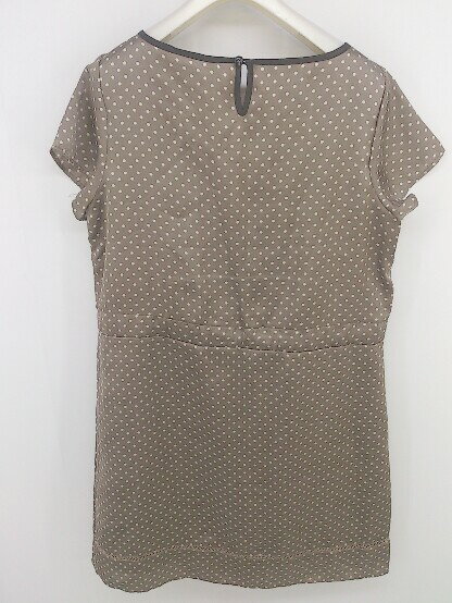 ◇ NATURAL BEAUTY BASIC ドット ブラウジング 半袖 ミニ ワンピース サイズL ライトブラウン系 ホワイト系 レディース P 【中古】
