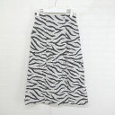 ◇ MOUSSY マウジー 総柄 スリット ロング Aライン スカート サイズ2 サンドベージュ ブラック ネイビー系 レディース P 【中古】(4)