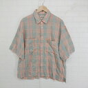 ◇ glosten チェック 半袖 Tシャツ カットソー サイズL ピンク グリーン メンズ P 【中古】