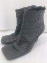 ◇ ZARA ザラ バックジップ スクエアトゥ ヒール ショート ブーツ サイズ 36 ブラック レディース P 【中古】