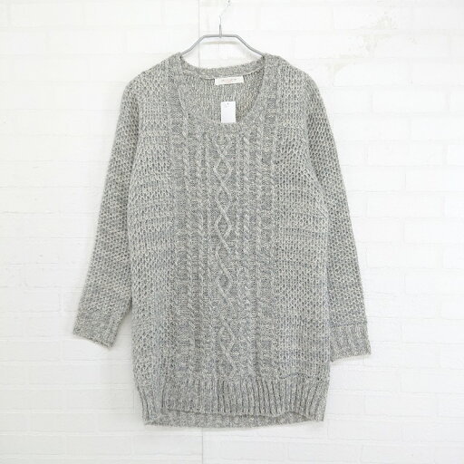 ◇ chocol raffine robe ケーブル 長袖 ニット チュニック サイズF グレー ベージュ系 レディース P 【中古】 ◇ chocol raffine robe ケーブル 長袖 ニット チュニック サイズF グレー ベージュ系 レディース P 【中古】