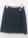 ◇ ◎ ●美品● NATURAL BEAUTY BASIC タグ付き ラップ巻き風 ニット ミニ 台形 スカート サイズ S ネイビー レディース E 【中古】