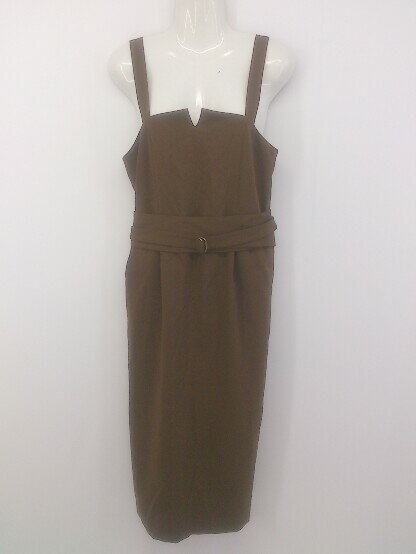 ◇ ◎ AuieF アウィーエフ ベルト付き 膝下丈 ジャンパースカート サイズ 38 ブラウン レディース E 【中古】