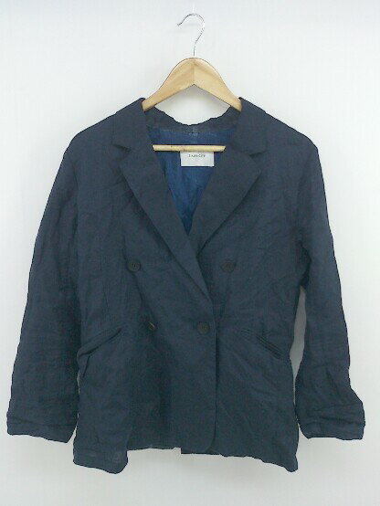◇ Simplicite シンプリシテェ リネン100% 4B 長袖 テーラード ジャケット ネイビー レディース P 【中古】