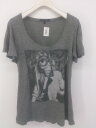 ◇ HOLLYWOOD MADE ハリウッドメイド プリント 半袖 Tシャツ カットソー サイズS グレー系 レディース E 【中古】(4)
