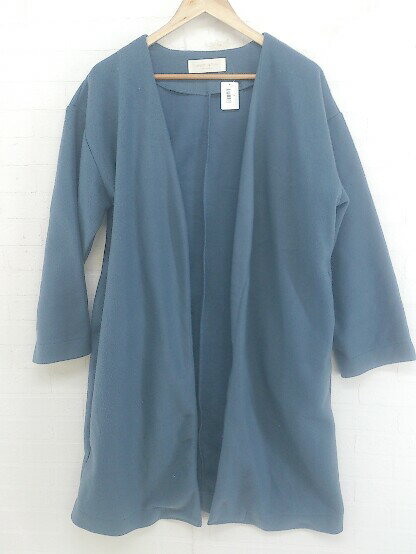 ◇ chocol raffine robe ボタンレス スウェット 長袖 ガウン コート サイズF ブルー系 レディース E 【中古】