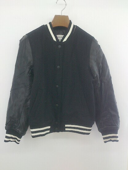 ◇ GLOBAL WORK フェイクレザー 切替 スタジャン サイズM ブラック レディース E 【中古】