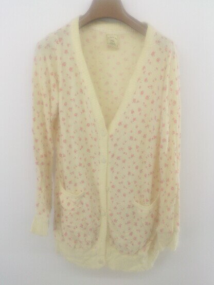 ◇ Rouge vif abahouse 花柄 長袖 ニット カーディガン サイズF イエロー系 レッド系 マルチ レディース メンズ P 【中古】