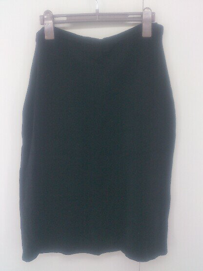 ◇ Etincelle 花ワッペン 膝丈 タイト ニット スカート サイズ T3 ブラック レディース P 【中古】