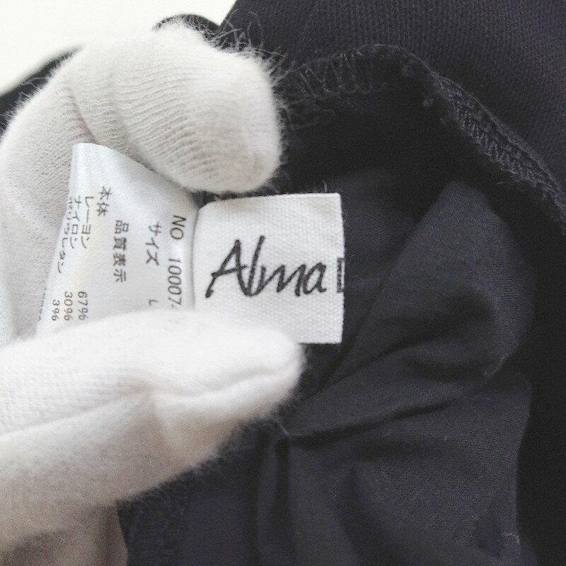 ◇ Alma Design アルマデザイン ハウウエスト センタープレス ストレッチ パンツ サイズL ブラック レディース E 【中古】