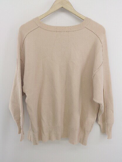 ◇ who's who Chico フーズフーチコ ロゴ刺繍 長袖 ニット セーター サイズF ピンクベージュ系 レディース E 【中古】