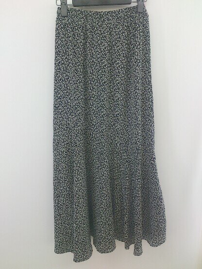 ◇ CECIL McBEE セシルマクビー 小花柄 ロング フレア スカート サイズM ネイビー系 ホワイト系 レディース P 【中古】