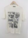 ◇ nano universe ナノ ユニバース プリント 半袖 Tシャツ カットソー サイズL ホワイト系 ブラック メンズ P 【中古】
