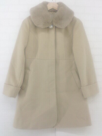 ◇ MAJESTIC LEGON マジェスティックレゴン フェイクファー 長袖 コート サイズM ベージュ レディース P 【中古】