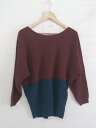 ◇ AZUL BY MOUSSY ボートネック バイカラー 長袖 ニット セーター サイズ S バーガンディー ネイビー レディース P 【中古】