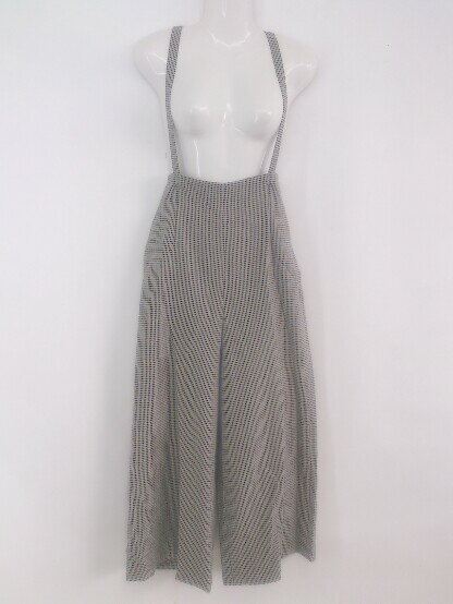 ◇ STRAWBERRY FIELDS ストロベリーフィールズ 千鳥格子 サロペット パンツ ブラック オフホワイト レディース P 【中古】