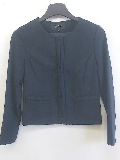 ◇ COMME CA ISM コムサイズム ノーカラー ジャケット サイズ9 ネイビー レディース P 【中古】