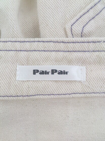 ◇ PairPair ペアペア ステッチ オーバーオール サイズM アイボリー パープル レディース メンズ P 【中古】