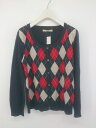 ◇ ◎ shuca GLOBALWORK アーガイル柄 長袖 ニット カーディガン サイズL ネイビー レッド ベージュ レディース P 【中古】