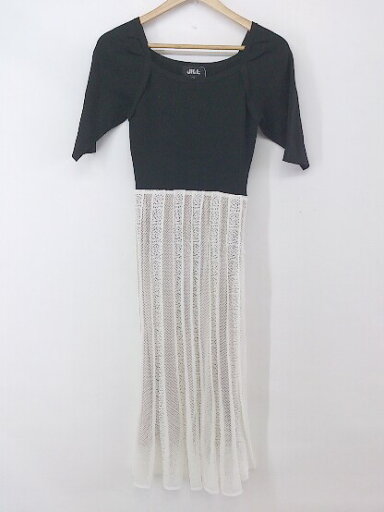 ◇ JILL STUART 22年 レーシー ニット 五分袖 膝下丈 ワンピース サイズ FR ブラック ホワイト レディース P 【中古】 ◇ JILL STUART 22年 レーシー ニット 五分袖 膝下丈 ワンピース サイズ FR ブラック ホワイト レディース P 【中古】