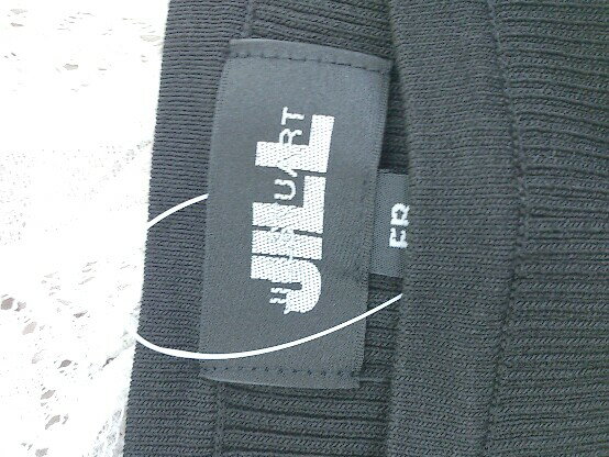 ◇ JILL STUART 22年 レーシー ニット 五分袖 膝下丈 ワンピース サイズ FR ブラック ホワイト レディース P 【中古】