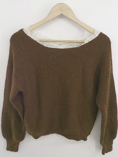 ◇ le.coeur blanc ルクールブラン レース 切替 長袖 ニット セーター サイズ38 ブラウン系 ホワイト系 レディース P 【中古】 ◇ le.coeur blanc ルクールブラン レース 切替 長袖 ニット セーター サイズ38 ブラウン系 ホワイト系 レディース P 【中古】