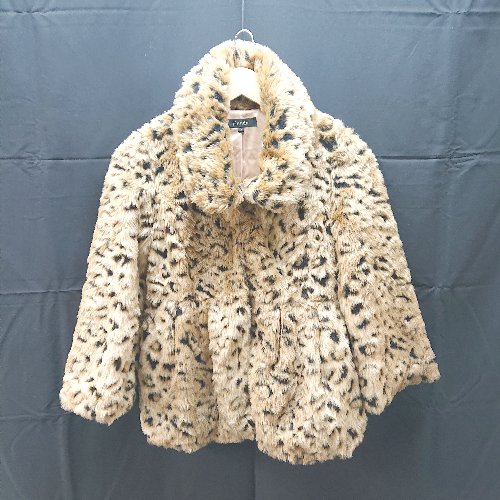 ◇ rienda リエンダ ヒョウ柄 フック 裏地 起毛 長袖 ジャケット サイズS ブラウン系 レディース E 【中古】