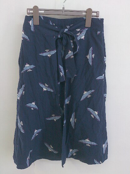 ◇ POU DOU DOU プードゥドゥ 膝丈 フレア スカート サイズM ネイビー系 レディース P 【中古】