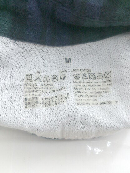 ◇ ◎ MUJI 無印良品 チェック 長袖 シャツ ブラウス サイズM グリーン系 パープル系 ブラック レディース メンズ P 【中古】