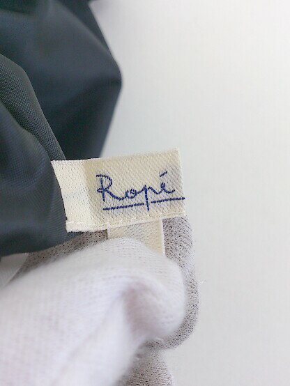 ◇ ROPE PICNIC ロペピクニック 切替 刺繍 スウェード風 ノースリーブ 膝丈 ワンピース サイズ38 ネイビー レディース P 【中古】