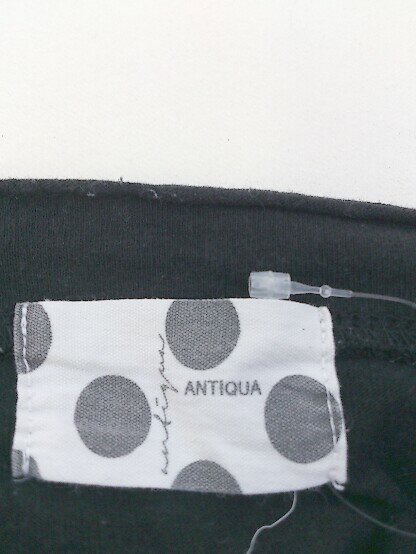 ◇ antiqua アンティカ Vネック 切りっぱなし加工 半袖 ロング ワンピース ブラック レディース P 【中古】